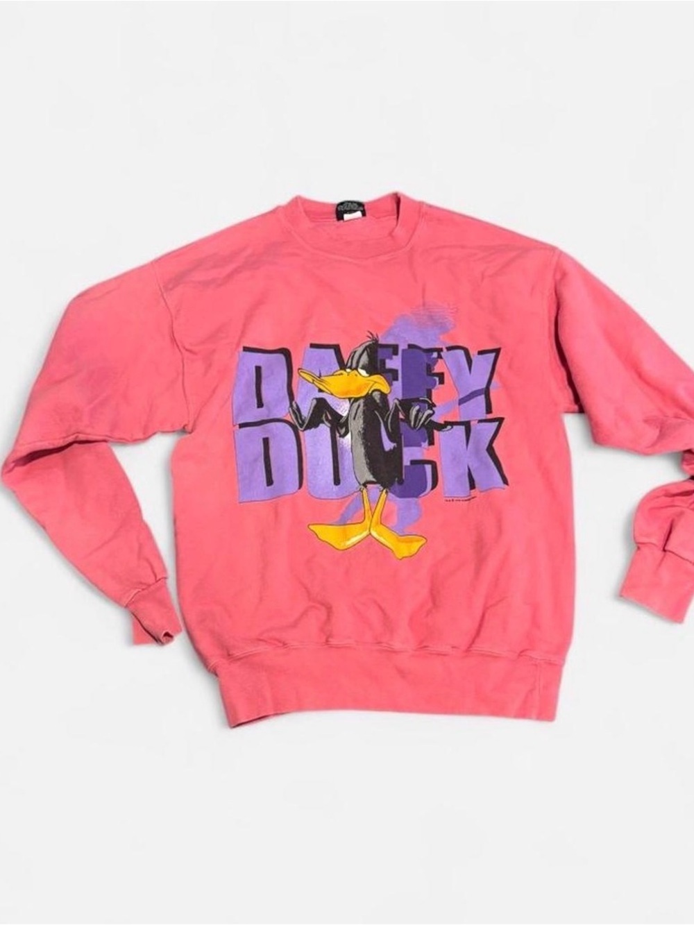 Vintage 1994 Daffy Duck Pink Crewneck Sweatshirt Made USA Size M